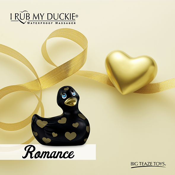 Каченя вібратор I Rub My Duckie чорна в золоте сердечко - Зображення 8