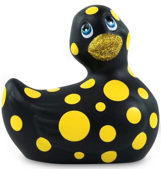 Каченя вібратор I Rub My Duckie чорна в жовтий горошок