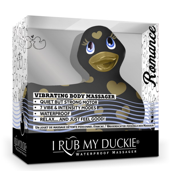 Каченя вібратор I Rub My Duckie чорна в золоте сердечко - Зображення 1