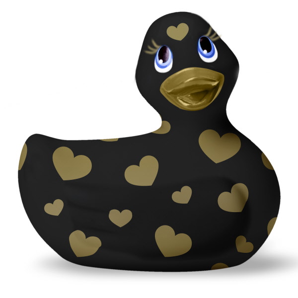 Каченя вібратор I Rub My Duckie чорна в золоте сердечко