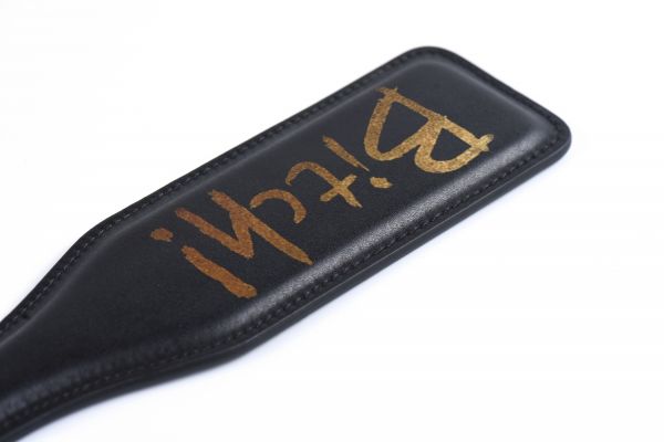 Паддл Bitch! UPKO Leather Spanking Paddle італійська шкіра, чорний - Изображение 7