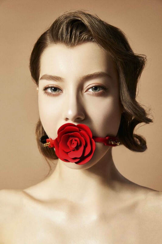 Кляп троянда з силікону та італійської шкіри Rose Ball Gag UPKO - Зображення 4
