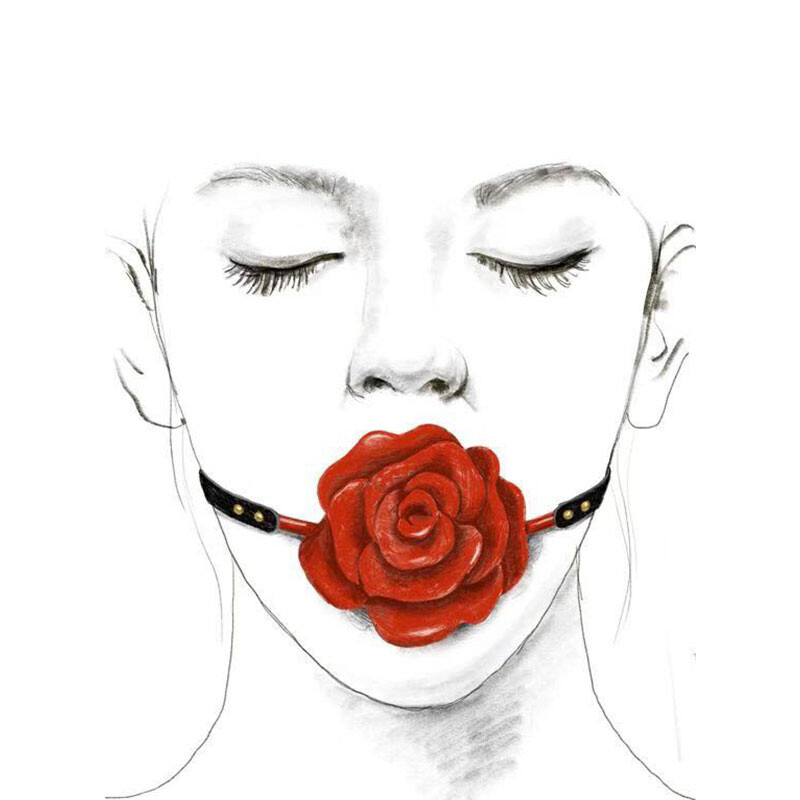 Кляп троянда з силікону та італійської шкіри Rose Ball Gag UPKO - Зображення 5
