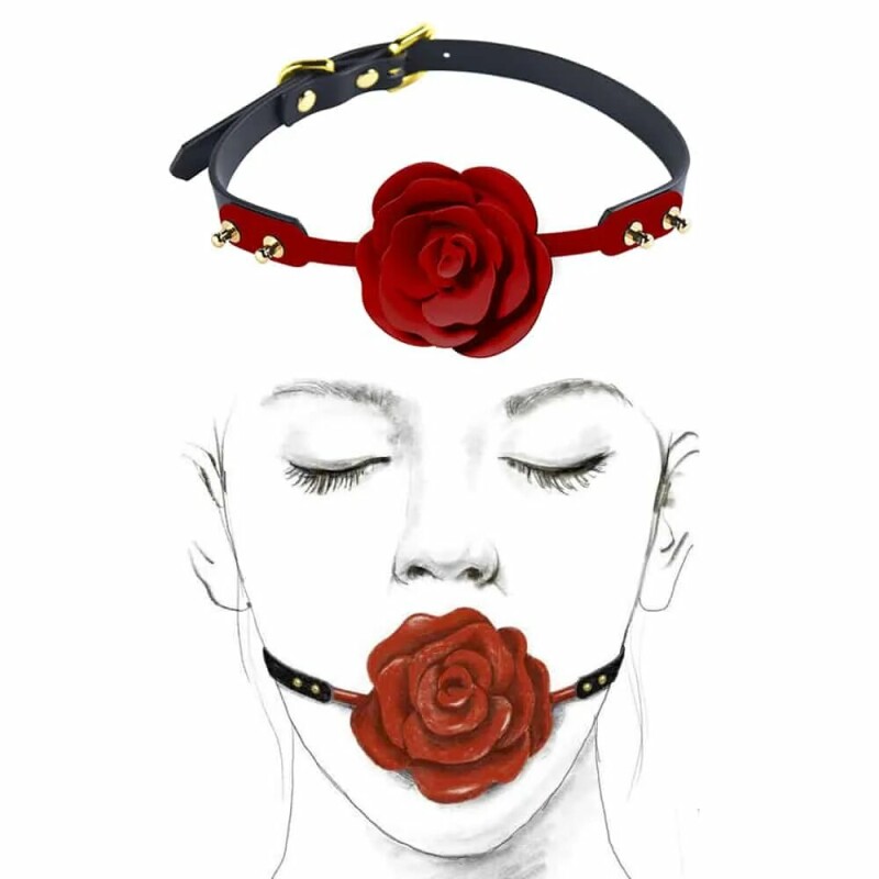Кляп троянда з силікону та італійської шкіри Rose Ball Gag UPKO - Зображення 1