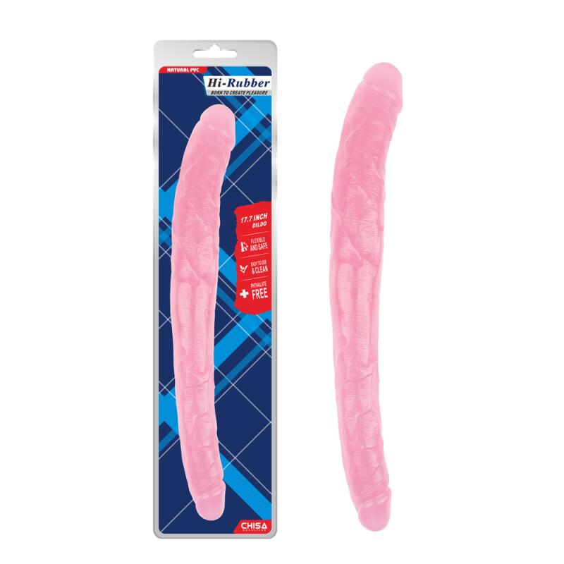 Фалоімітатор двосторонній Chisa Hi-Rubber, реалістичний, рожевий, 45 см - Изображение 1