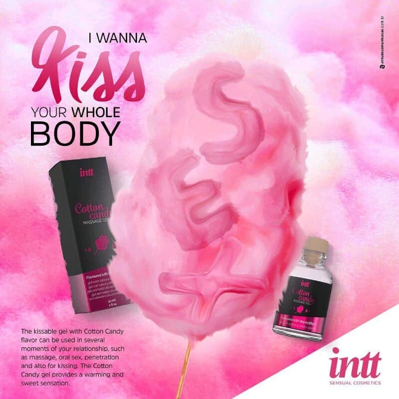 Масажний гель Intt Cotton Candy, 30 мл, з розігрівом для поцілунків зі смаком солодка вата - Изображение 3
