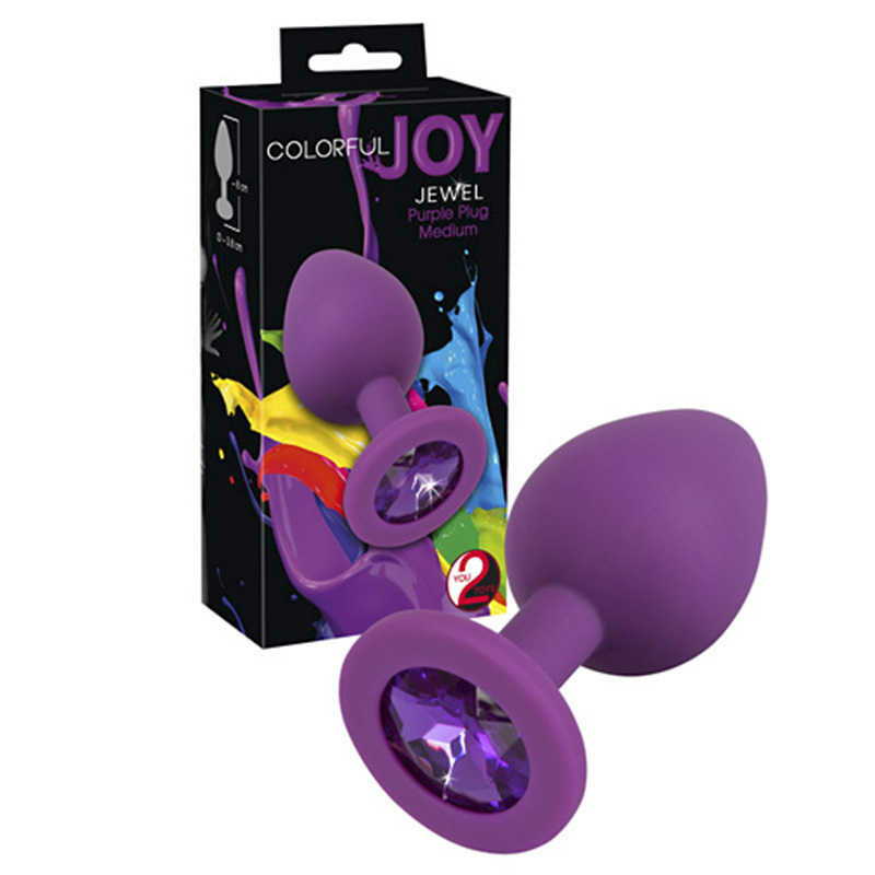 Анальна силіконова фіолетова пробка з каменем Colorful Joy Jewel Purple Plug Medium - Зображення 1