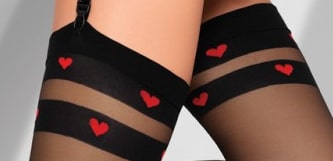 Еротичні панчохи Livia Corsetti Royama, 4 (L) під пояс, із сердечками, чорні, 20 den - Зображення 1
