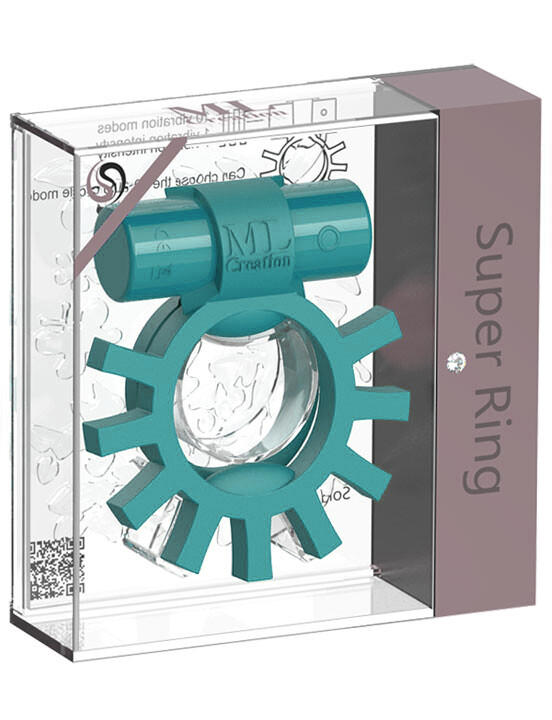 Ерекційне кільце подвійне з віброкулею Super Ring ML Creation (My Love), бірюзове - Зображення 4