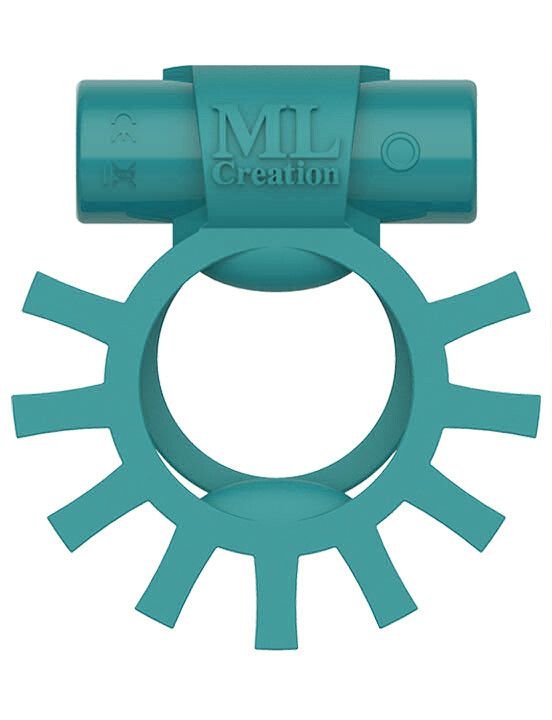 Ерекційне кільце подвійне з віброкулею Super Ring ML Creation (My Love), бірюзове