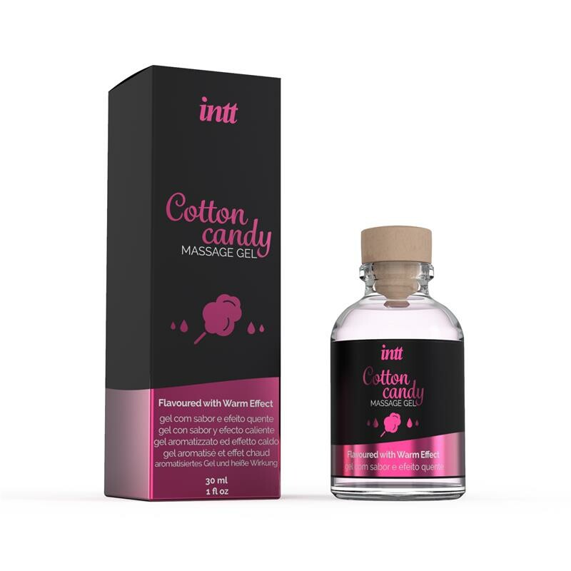 Масажний гель Intt Cotton Candy, 30 мл, з розігрівом для поцілунків зі смаком солодка вата