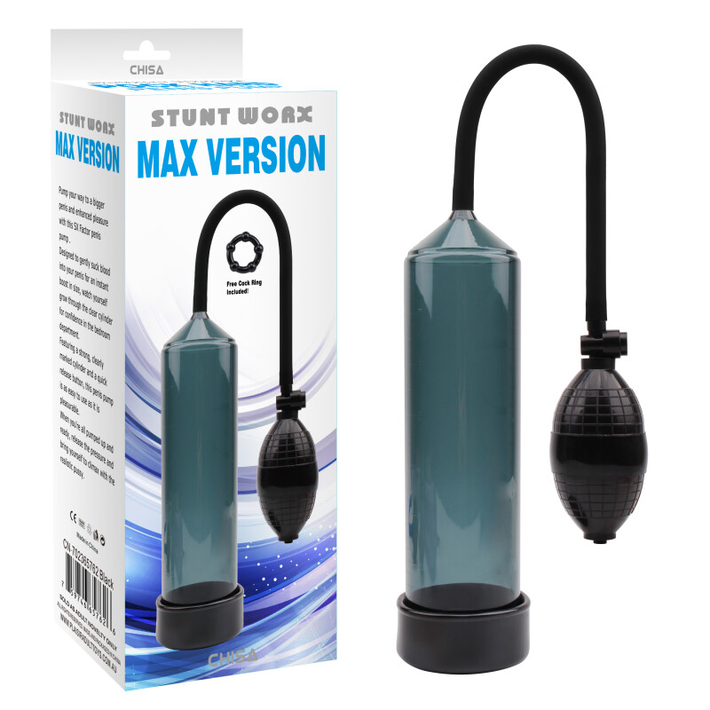 Помпа для збільшення члена Chisa Max Version механічна, чорна, 23.5 х 5.8 см