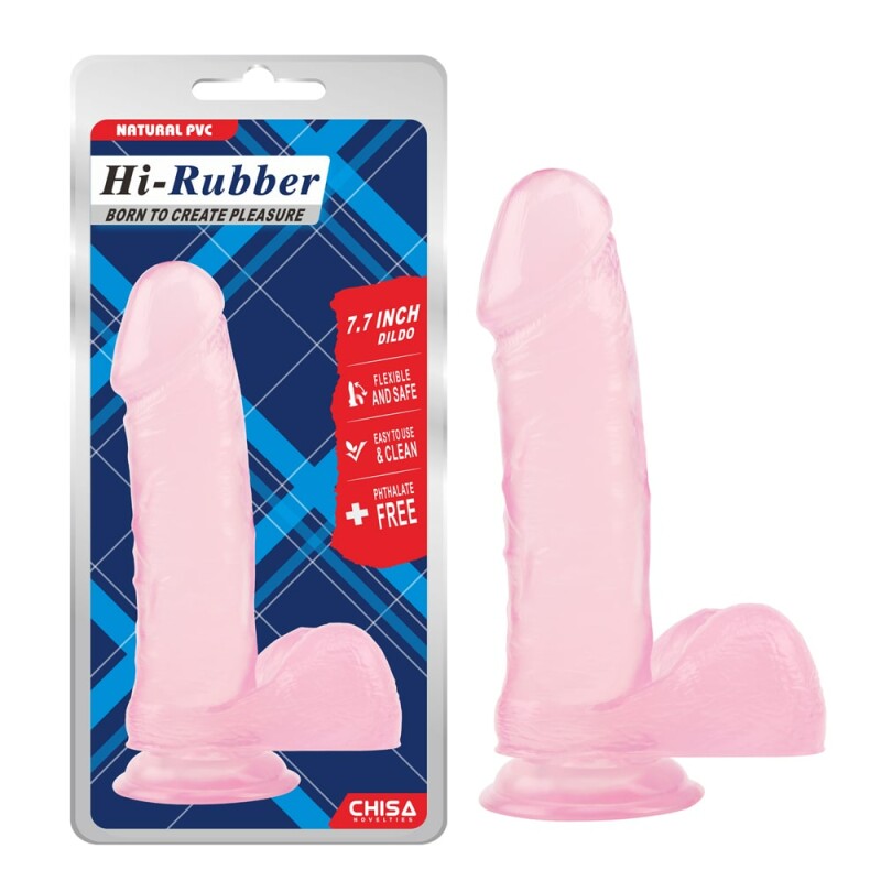 Фалоімітатор реалістичний на присосці Chisa Hi-Rubber рожевий, 19.5 х 4.5 см