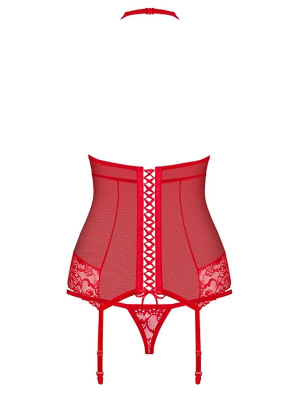 Еротичний корсет і трусики з мережива з пажами для панчіх corset &amp; thong S / M - Зображення 7
