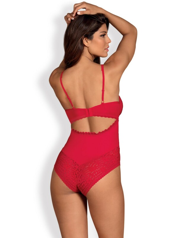 Еротичний боді з мережива з інтимним вирізом Jolierose Teddy red S / M - Зображення 6
