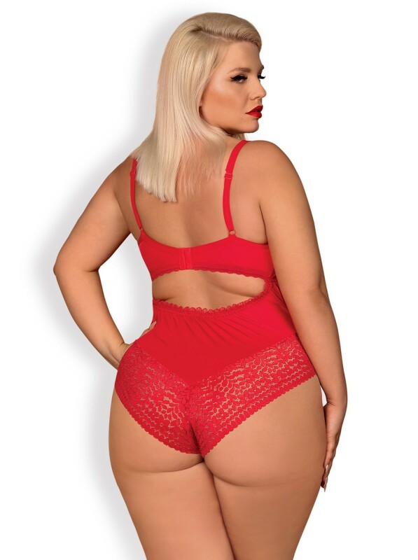 Боді з інтимним вирізом червоний Jolierose teddy red XXL - Изображение 4