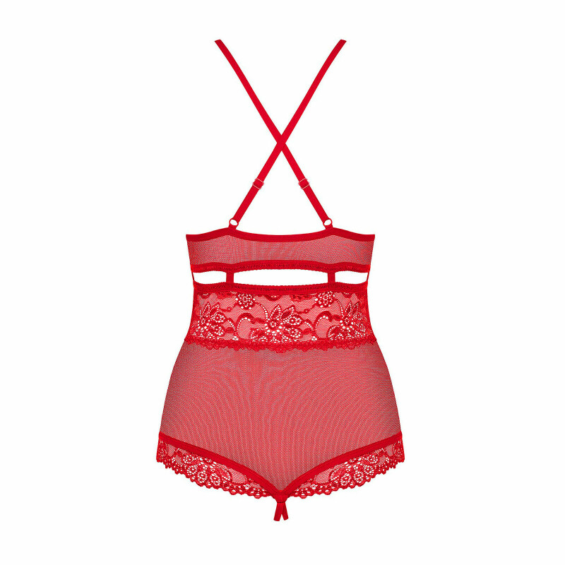 Еротичне боді з квітковим мереживом teddy opencrotch red L / XL - Зображення 6