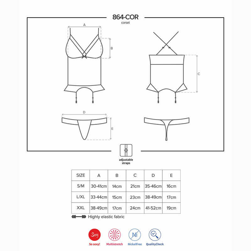 Еротичний корсет напівпрозорий з прикрасою і підвіскою corset &amp; thong L / XL - Зображення 8