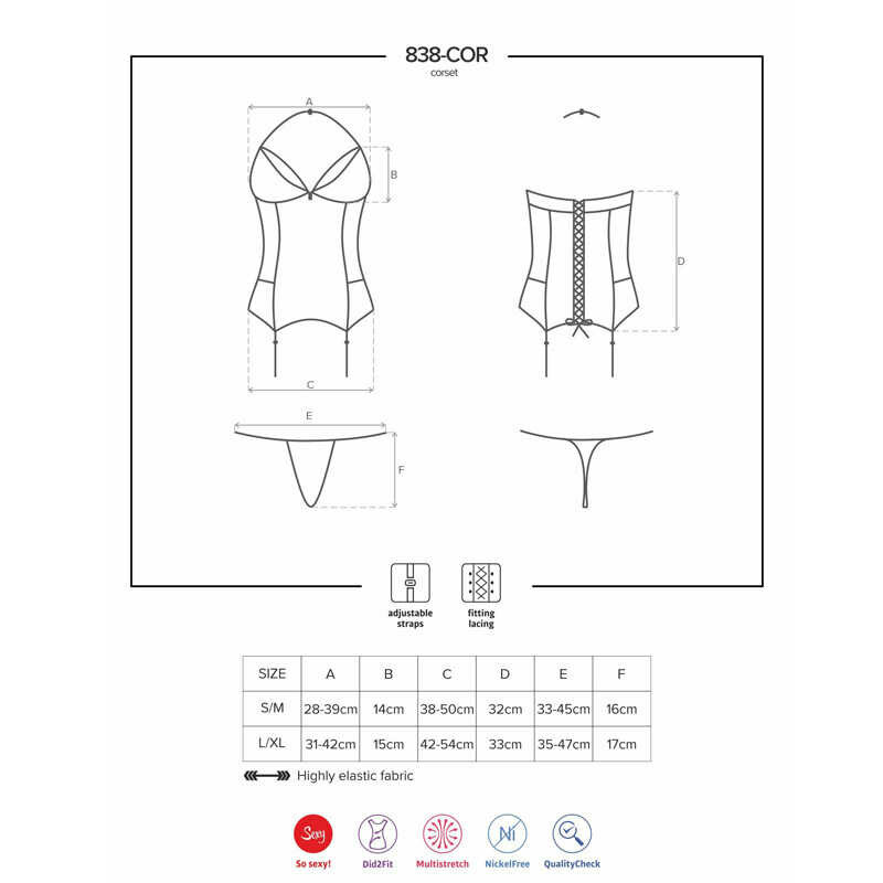 Еротичний корсет зі шнурівкою і пажами для панчіх corset &amp; thong red L / XL - Изображение 8