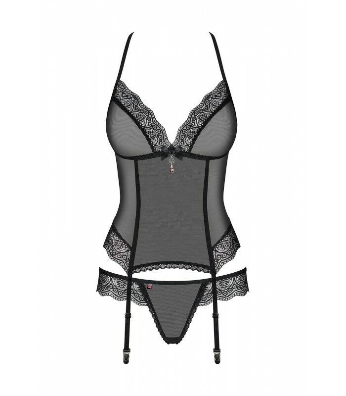 Еротичний корсет з прикрасою з підвіски corset & thong S / M - Зображення 8