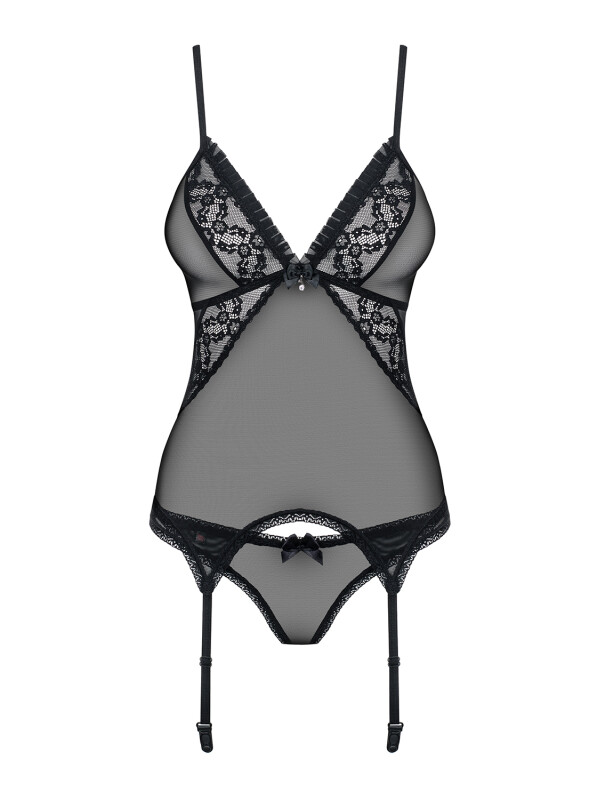 Еротичний корсет напівпрозорий з мереживом corset &amp; thong S / M - Изображение 7