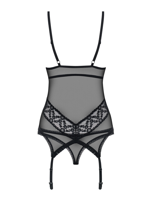Еротичний корсет напівпрозорий з мереживом corset &amp; thong S / M - Изображение 8