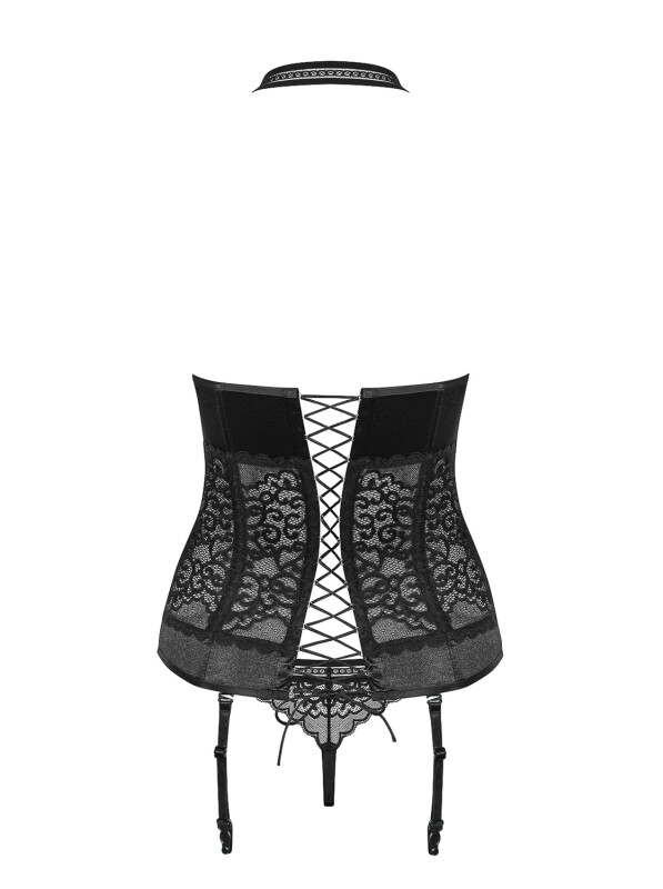 Еротичний комплект з елементами мережива і атласу thong black L / XL - Зображення 8