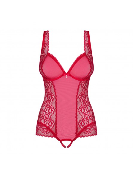Еротичний боді з прикрасою з підвіски, мереживний червоний боді crotchless Teddy red L / XL - Зображення 8