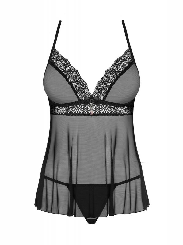 Еротична чорна сорочка Babydoll S/M - Изображение 8