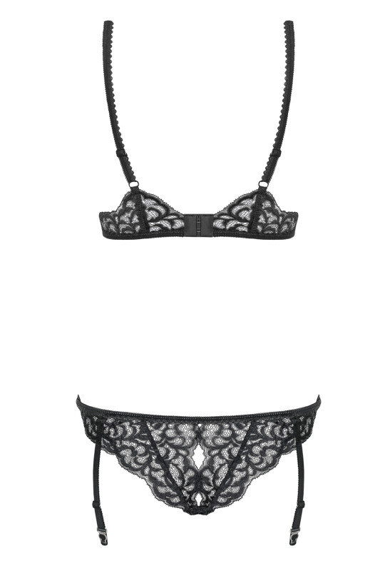 Сексуальне боді з глибоким декольте Laluna crotchless teddy black S/M - Зображення 9
