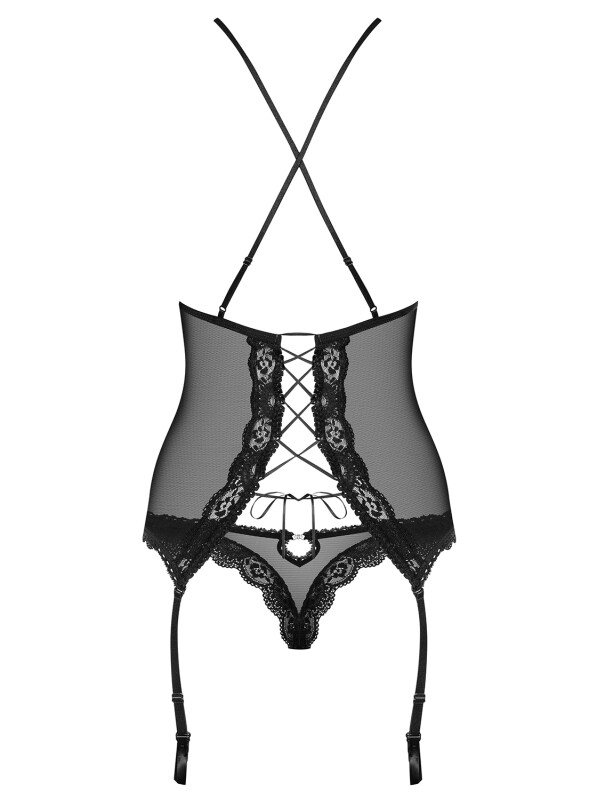 Еротичний корсет з підв'язками для панчіх corset &amp; thong L / XL - Изображение 8