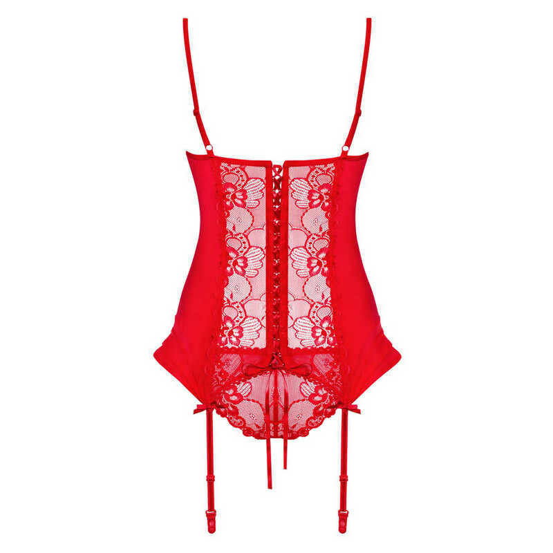 Еротичний корсет з підв'язками для панчіх Heartina corset &amp; thong red L / XL - Зображення 9