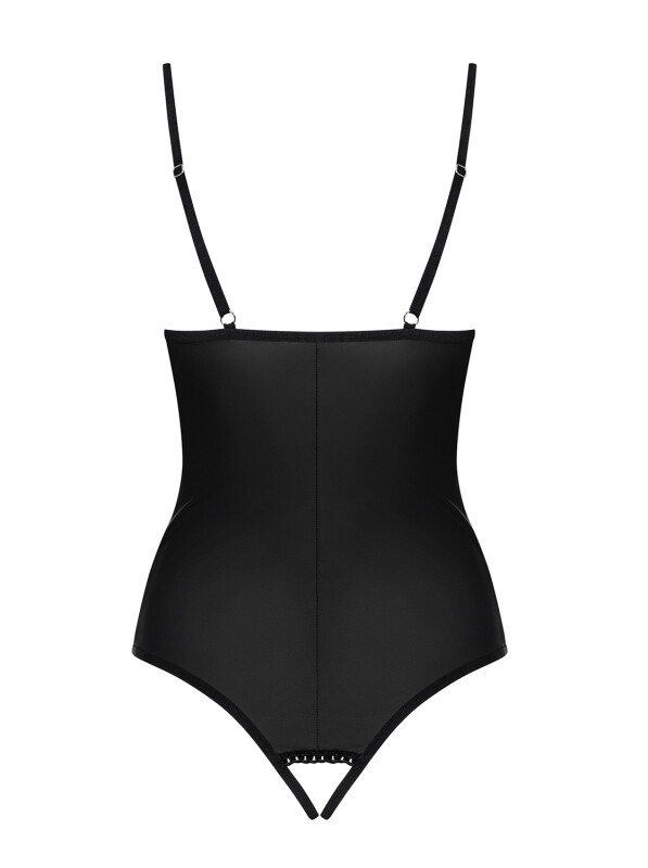 Еротичне боді спереду на шнурівці Redella crotchless teddy black S/M - Зображення 7