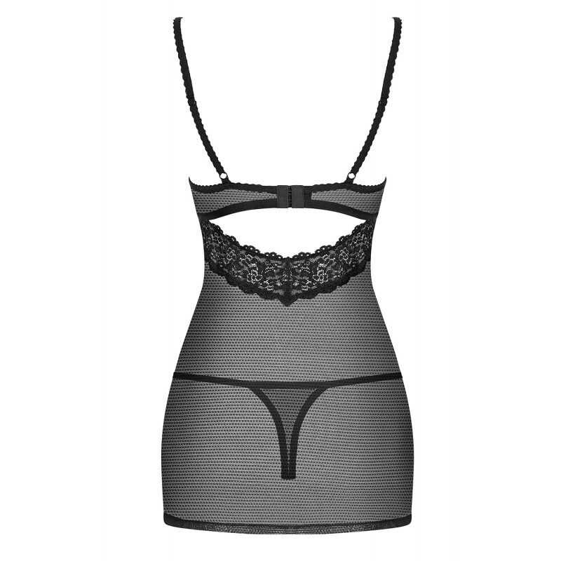 Чорна сексі сорочка з мереживним вирізом L / XL - Изображение 5