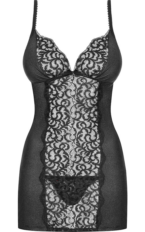 Еротична чорна сорочка з візерунком L / XL - Изображение 7