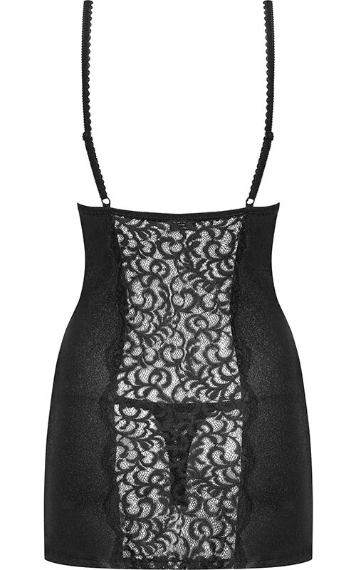 Еротична чорна сорочка з візерунком L / XL - Изображение 8