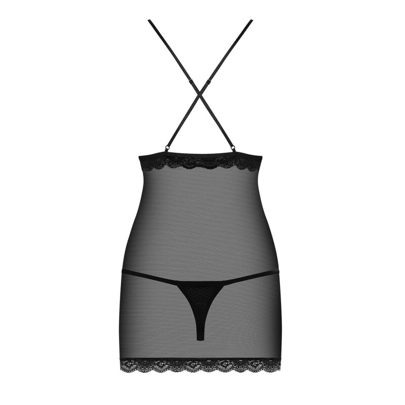Полупрозрачная сексуальная черная сорочка с кружевом L/XL - Зображення 7