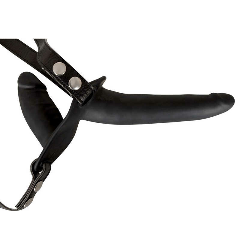 Подвійний Страпон силіконовий на ременях чорний DOUBLE STRAP-ON BLACK SILICONE