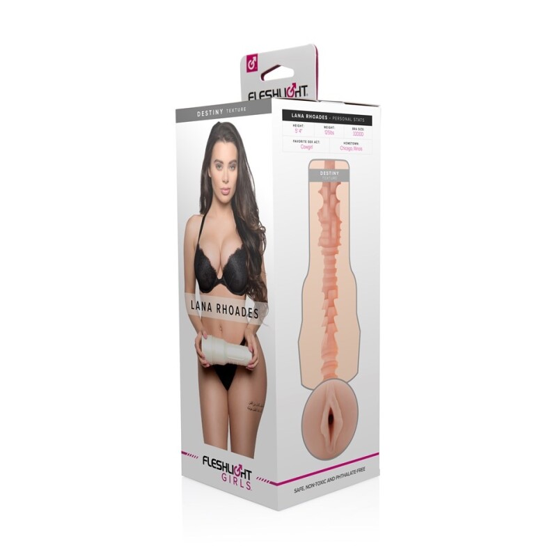 Мастурбатор вагіна в колбі Fleshlight Girls Lana Rhoades, рельєфний, кібершкіра, бежевий, 25 х 5 см - Зображення 1