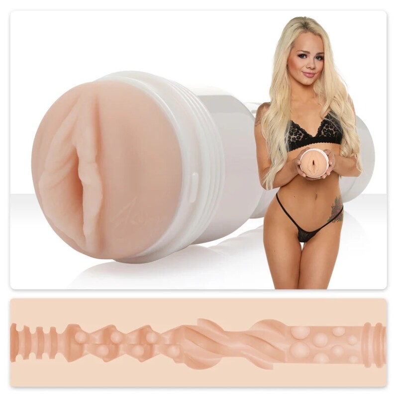 Мастурбатор вагіна в колбі Fleshlight Girls Elsa Jean, кібершкіра, бежевий, 23 х 8 см