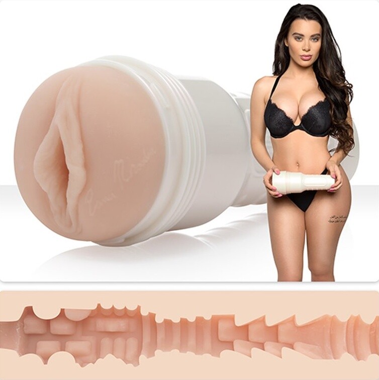 Мастурбатор вагіна в колбі Fleshlight Girls Lana Rhoades, рельєфний, кібершкіра, бежевий, 25 х 5 см