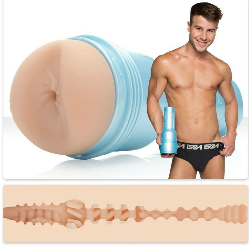 Мастурбатор в колбі анус FleshLight кібершкіра, бежевий, 24 х 2 см