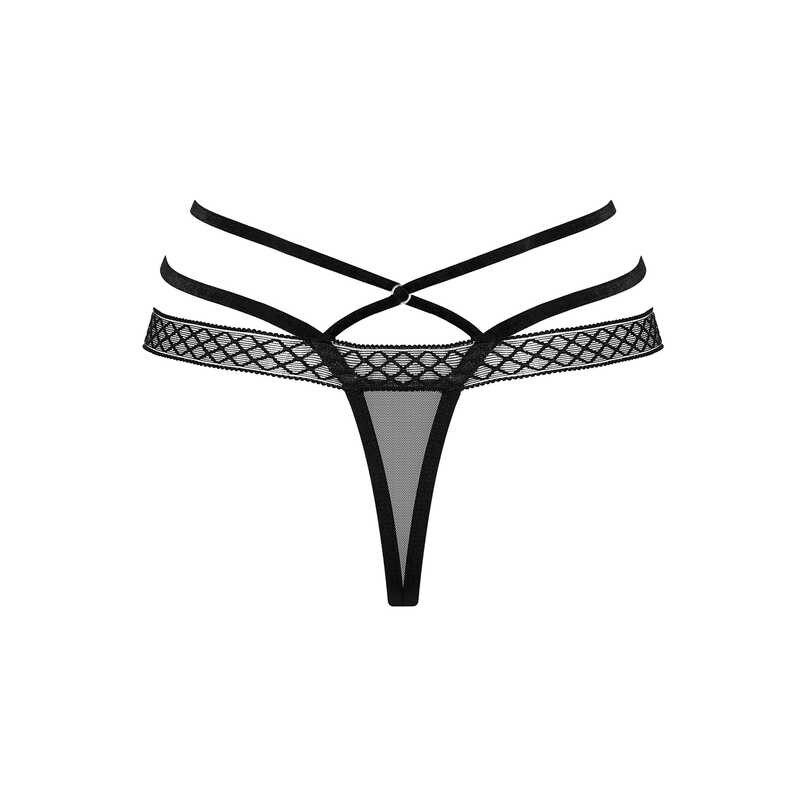 Сексі стрінги з широкою гумкою мереживні, чорні L / XL - Изображение 6