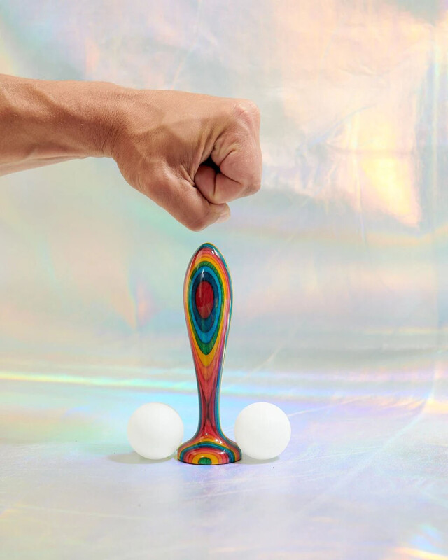 Дерев'яна анальна пробка Teatiamo Rainbow Small - Изображение 9
