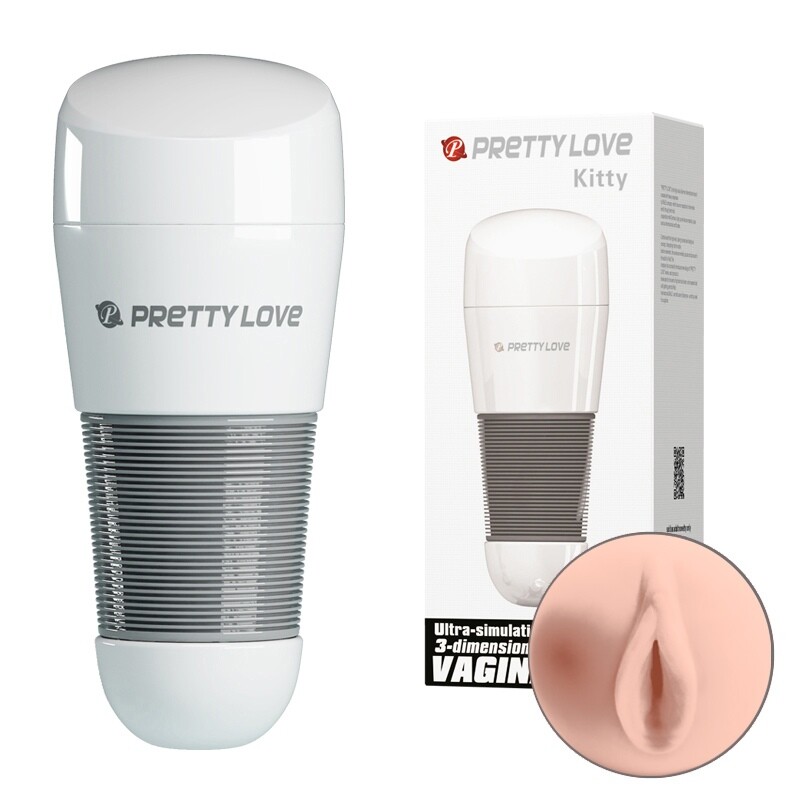 Мастурбатор-вагіна Pretty Love Kitty в колбі, бежевий, 20.5 х 8.4 см