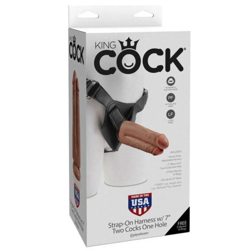 Страпон з подвійним фалоімітатором Pipedream Strap-On Harness With Dildo 7-Skin Colour 19.1 см діаметр-4,6