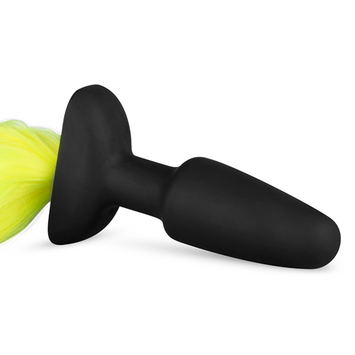 Анальна пробка з хвостом Silicone Butt Plug With Tail, 3.3 х 11 х 55 см, жовта - Изображение 3