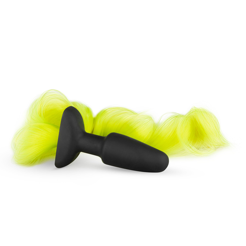 Анальна пробка з хвостом Silicone Butt Plug With Tail, 3.3 х 11 х 55 см, жовта