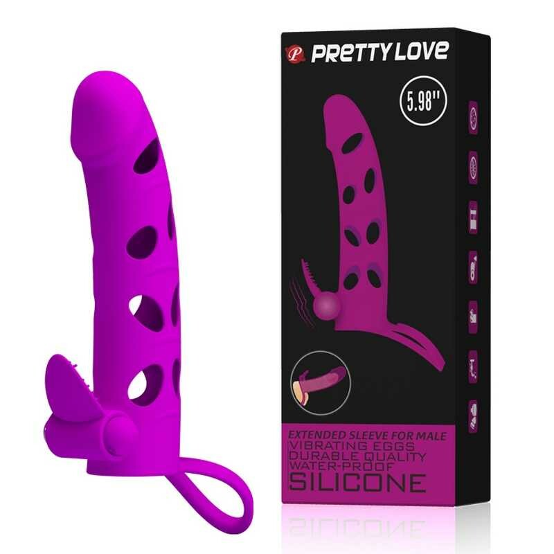 Насадка на член с вибрацией и утяжкой для мошонки - Pretty Love 6 - Зображення 5