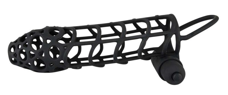 Силиконовая насадка на член с вибрацией , черная - Silicone Sleeve Black Velvet M - Изображение 2